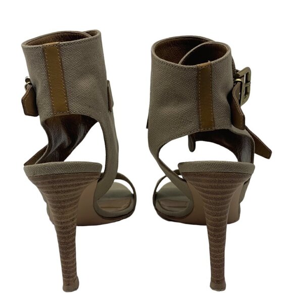 Rare Gianvito Rossi Canvas Leather Ankle Buckle Clossure Safari Sandals Heels 9 - Picture 5 of 14